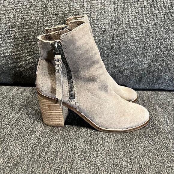 Dolce Vita Ankle Boots Womens 6 Taupe Suede Lana Zip Booties Stacked Heel Casual - Picture 4 of 12